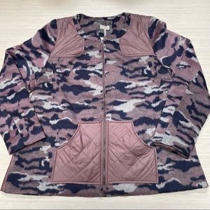 LOGO By Lori Goldstein Womens Size 12 Jacket Camo Softshell Lined Rose Pink Blue